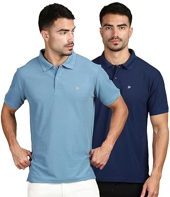 LUX PARKER Men's Solid Regular Fit T-Shirt 1101_2PC_Airforce Athletic Blue