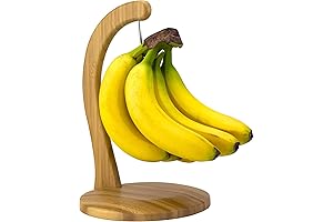 Totally Bamboo Banana Holder Stand with Stainless Steel Hook