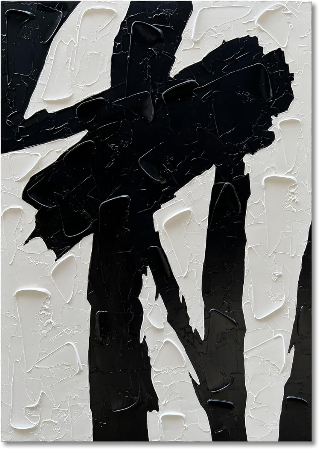 Limiyer Art Black and White Minimal Art Oil Painting Modern Abstract Art Oil on Canvas Wall Deco Art 40x28 inches YI050