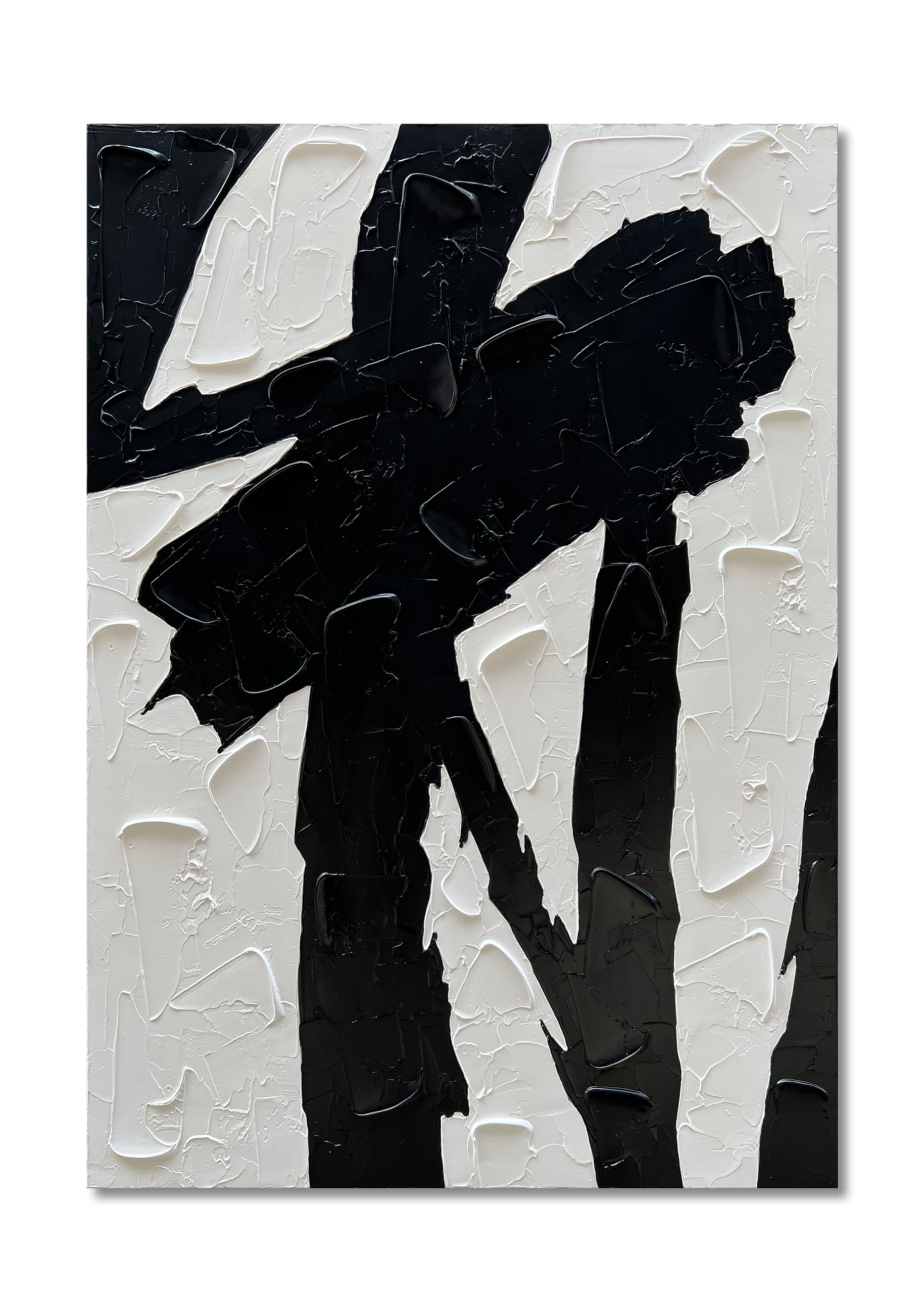 Limiyer Art Black and White Minimal Art Oil Painting Modern Abstract Art Oil on Canvas Wall Deco Art 40x28 inches