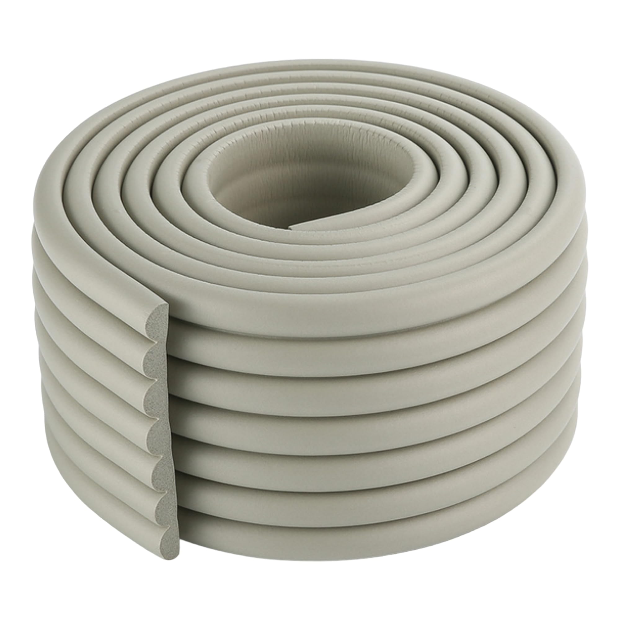 (W-Shaped) 4 Metres Kids Safety Foam Rubber Bumper Strip Table Edge Corner Protector (GREY)