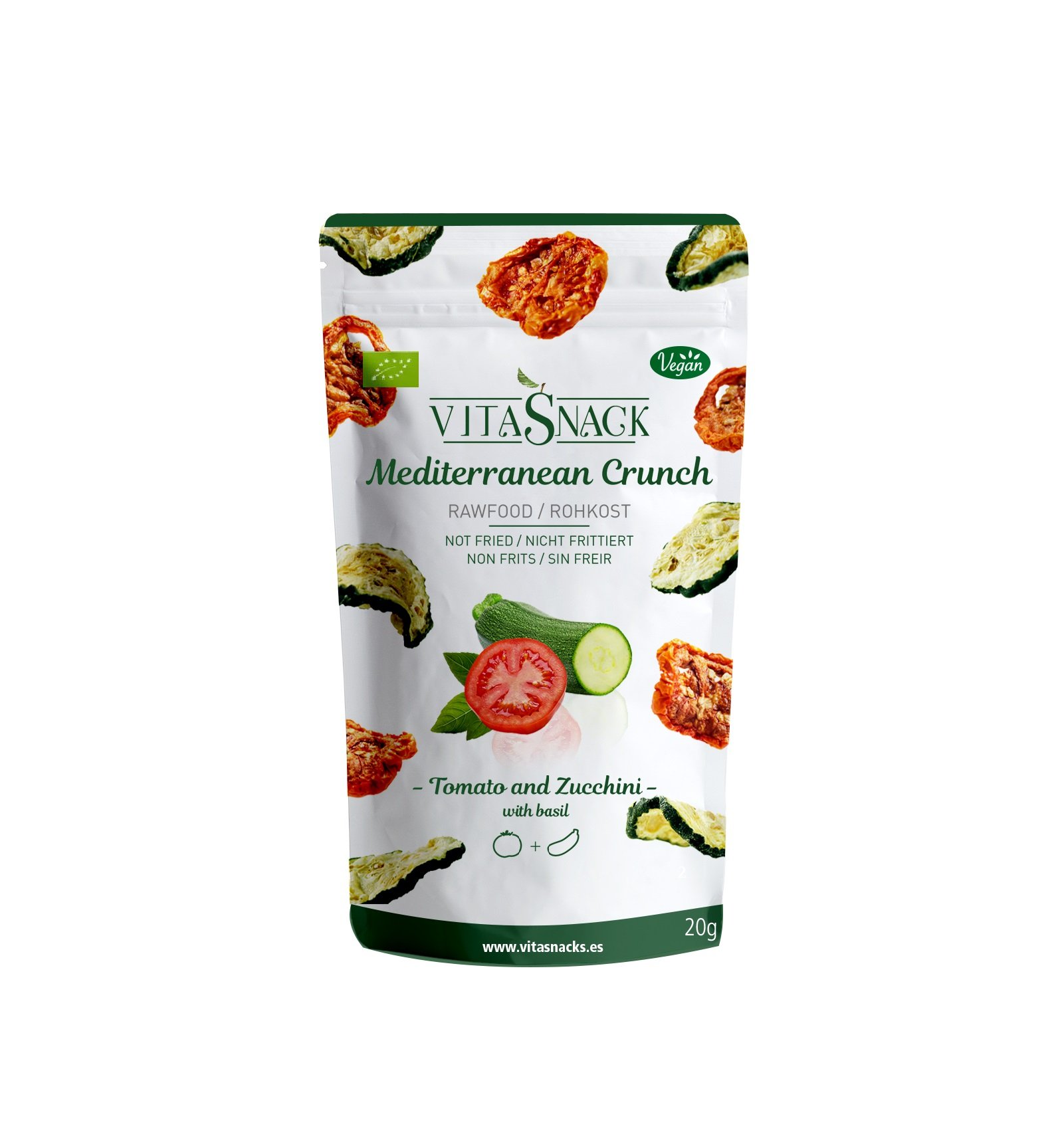 Vitasnack, Aperitivo vegetal (Tomate, calabacín y albahaca) - 200 gr.