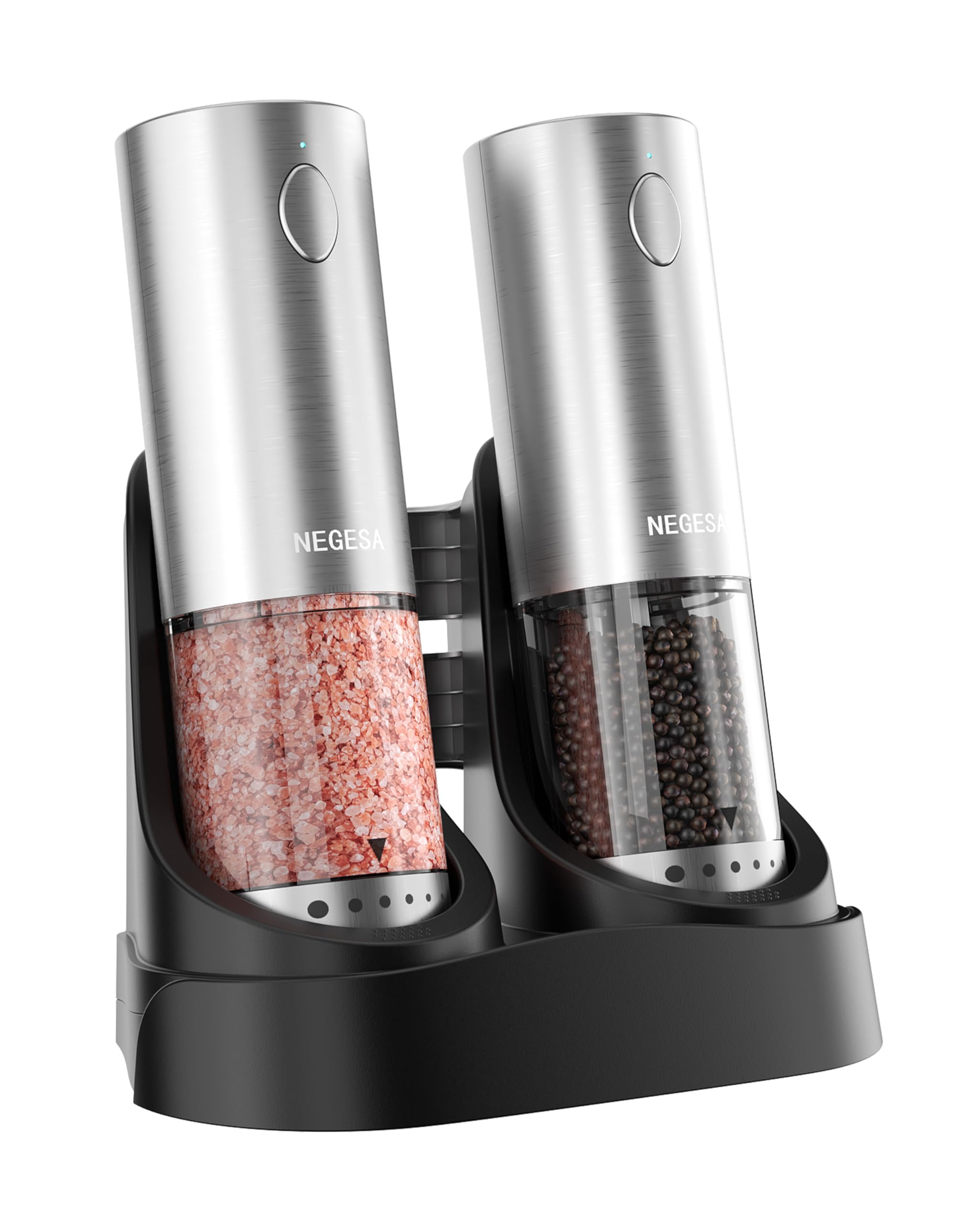 NEGESA Stainless Steel Electric Pepper Grinder with Charging Base