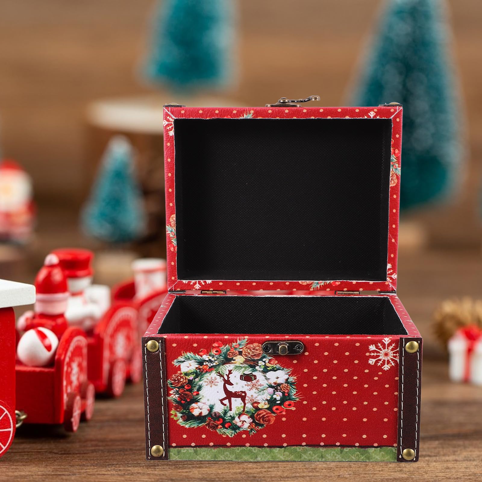 Toyvian 2 Stück Weihnachts Aufbewahrungsbox im Vintage Stil für | Dekorative Kasten mit Großer Kapazität, für Bonbons und Pfefferminz, Festliche Deko für Weihnachten