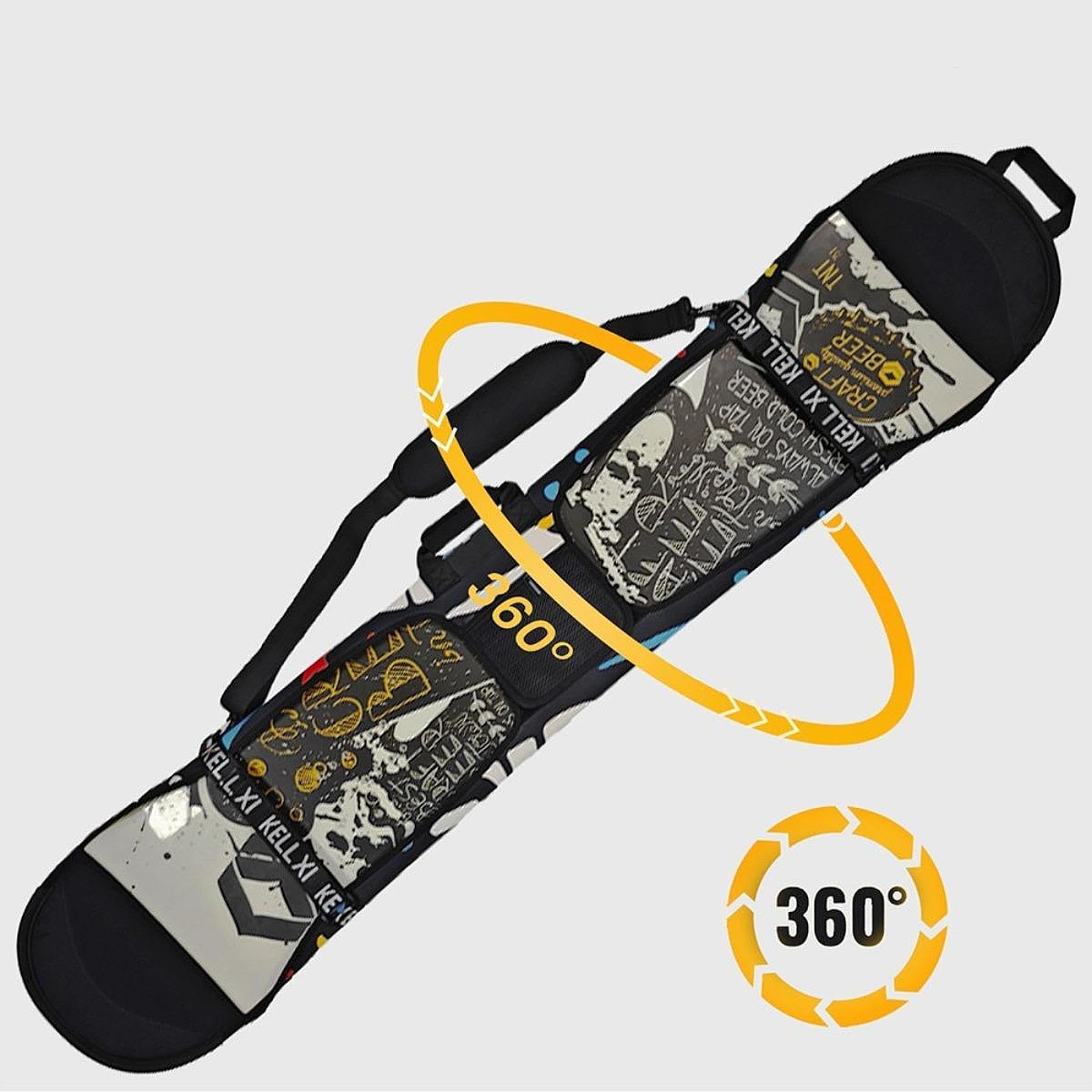 Fenteer Funda para Tabla de Snowboard, Bolsa de Transporte, Correas Ajustables para Hombros, Estuche para Esquís
