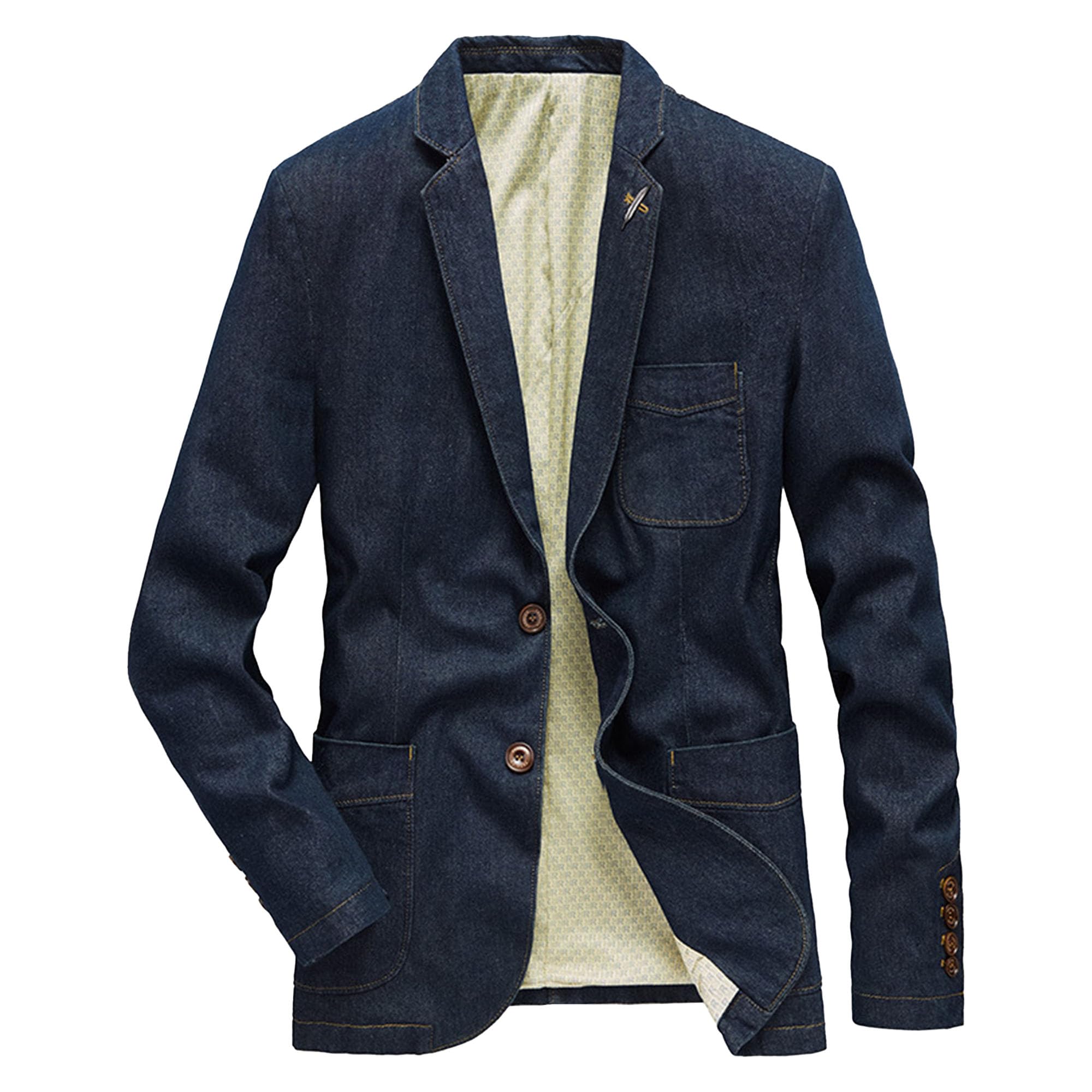 Costume denim homme veste double boutonnage coupe ajustée