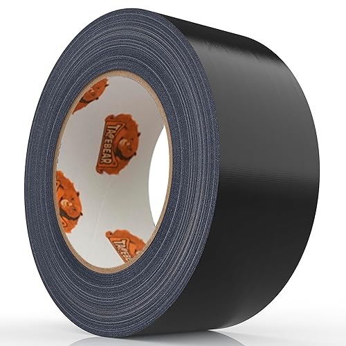 TAPEBEAR Cinta adhesiva negra resistente de 1.88 pulgadas x 90 pies, resistente al agua, sin residuos, flexible, cinta de encuadernación de desgarro