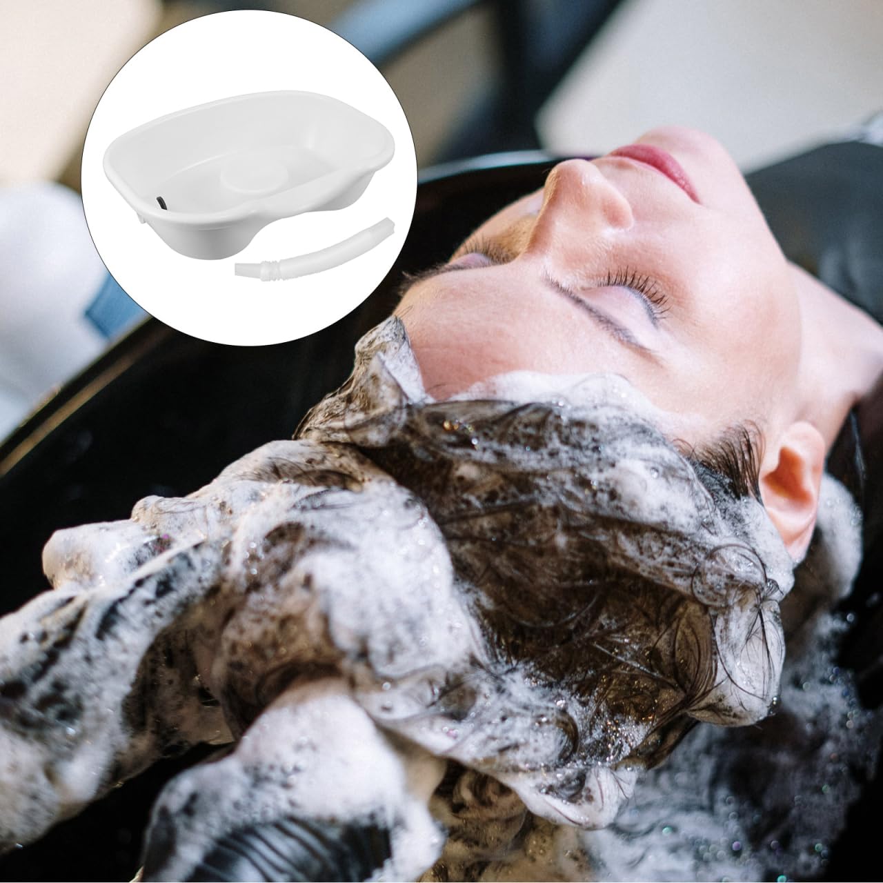 Healeved Lavandino portatile per lavare i capelli prostrati, letto con supporto ergonomico per testa e collo scarico per anziani disabili e incinte, casa e ospedali bianco