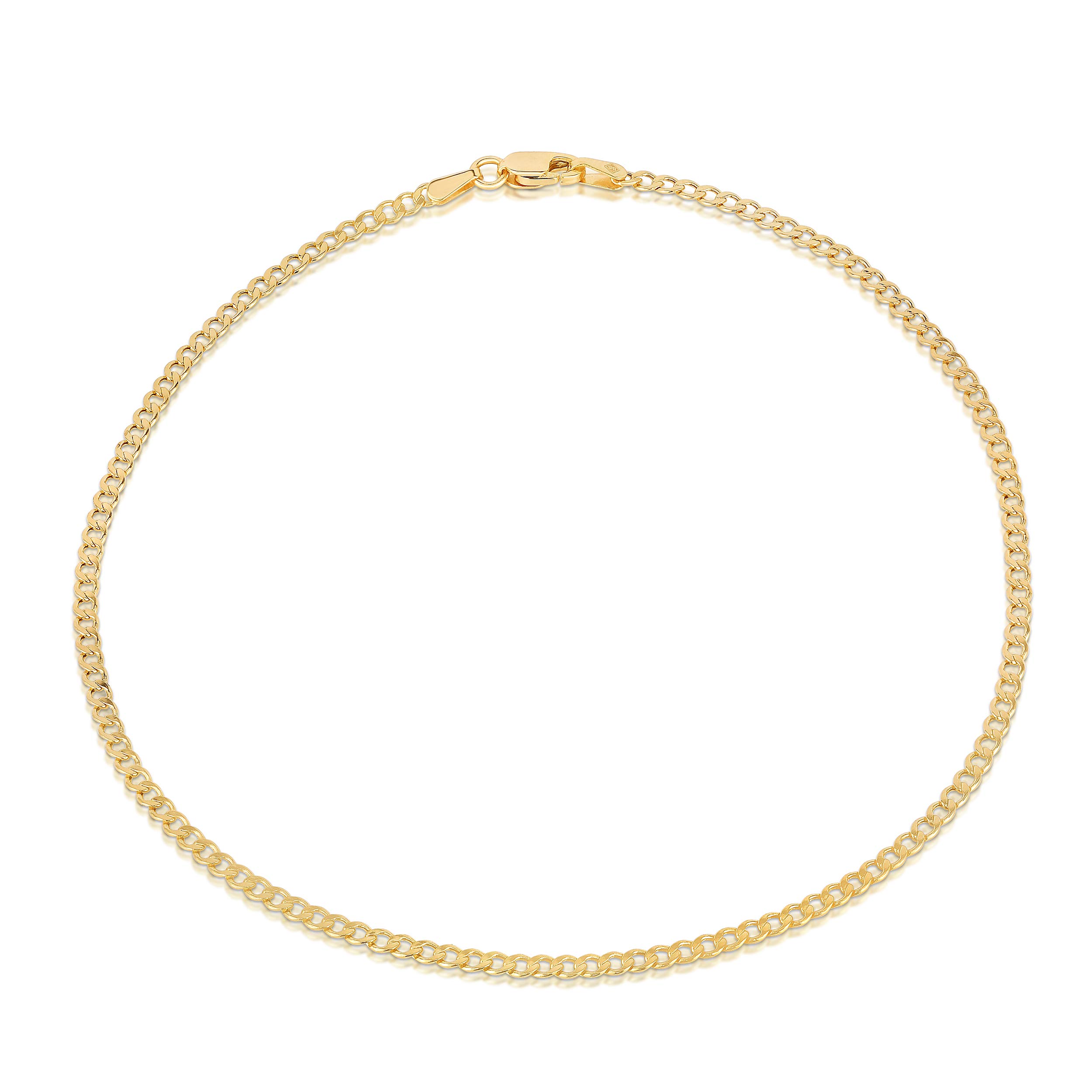 14K Gold Anklets for Women. 14K 10 Inch Anklet, Gold Flat Mariner Anklet, 14K Gold Box Chain, Cuban 