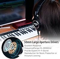 Vista 2 de JOYO - Auriculares de monitor de estudio con cable para grabación de audio, auriculares de diadema para mezclador, amplificador, podcast, teclado