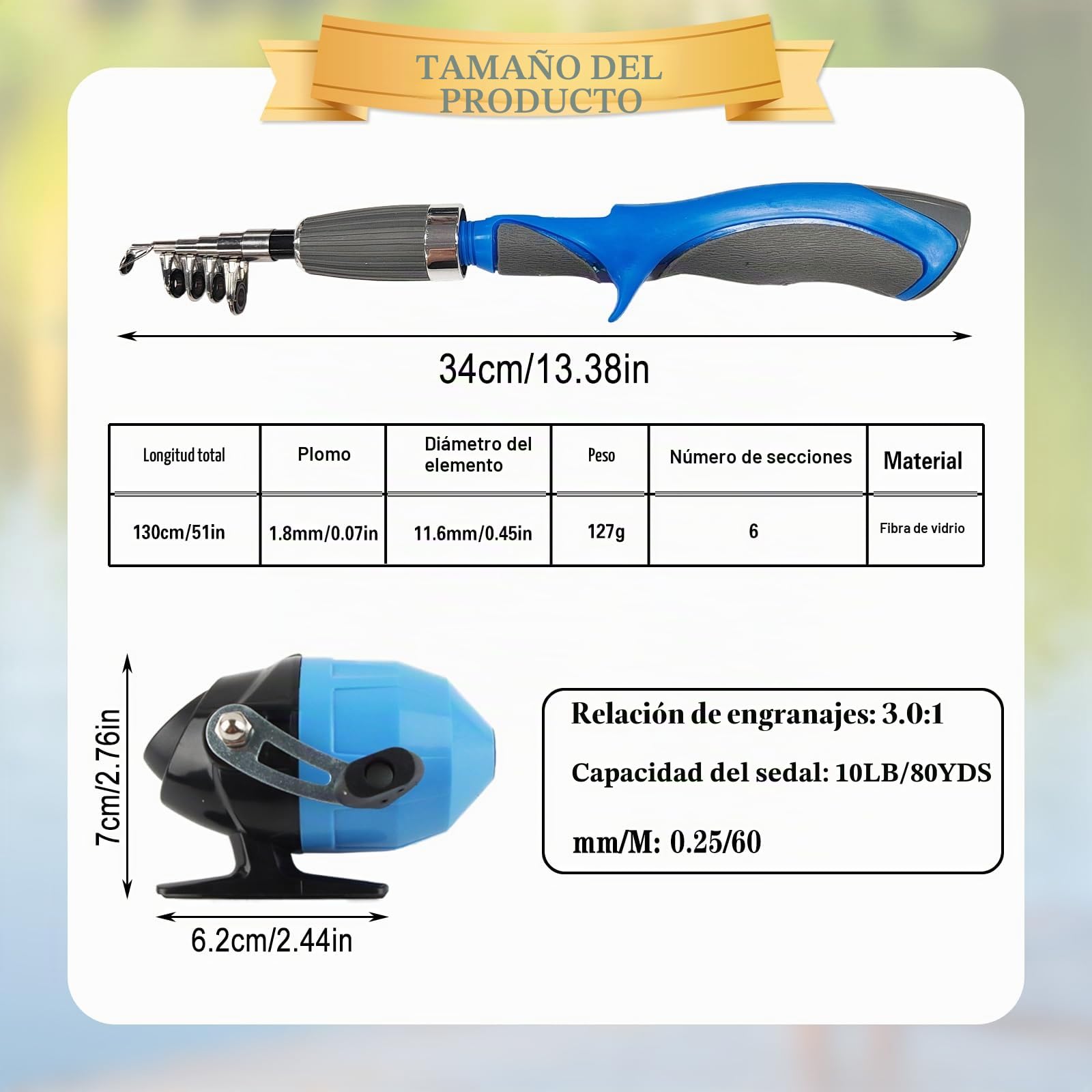 dellyy Cañas de Pescar, Juego de Pesca para Niños, Carretes de Pesca + Caña de Pescar Telescópica, Señuelos de Pesca y Accesorios, Caña de Pescar para Viaje, con Bolsa para Equipo de Pesca