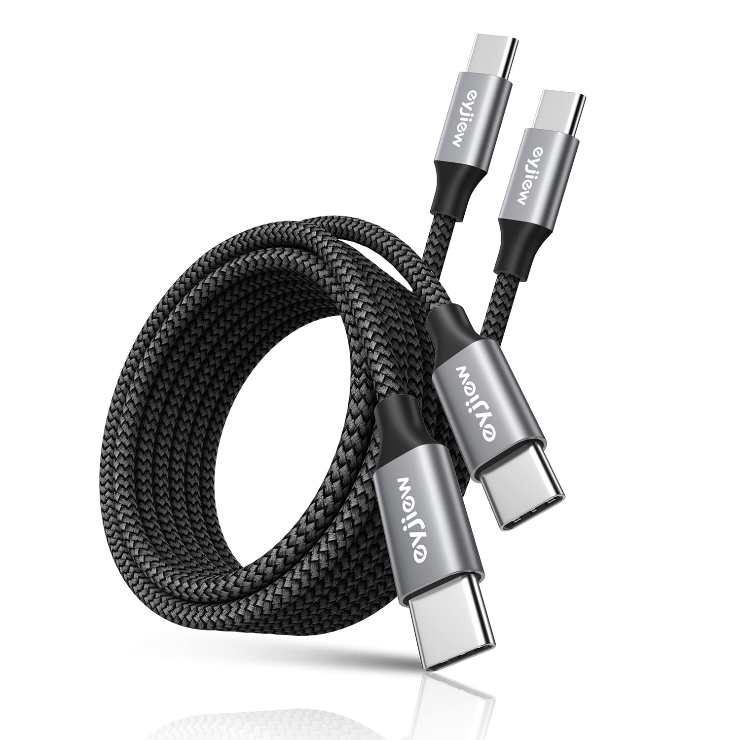 eyjiew Long USB C to USB C Cable 12 FT, 2-Pack 60W PD Type C to C Cord Fast Charging Braided for iPhone 17 16 15 Pro Max, for MacBook/iPad, for