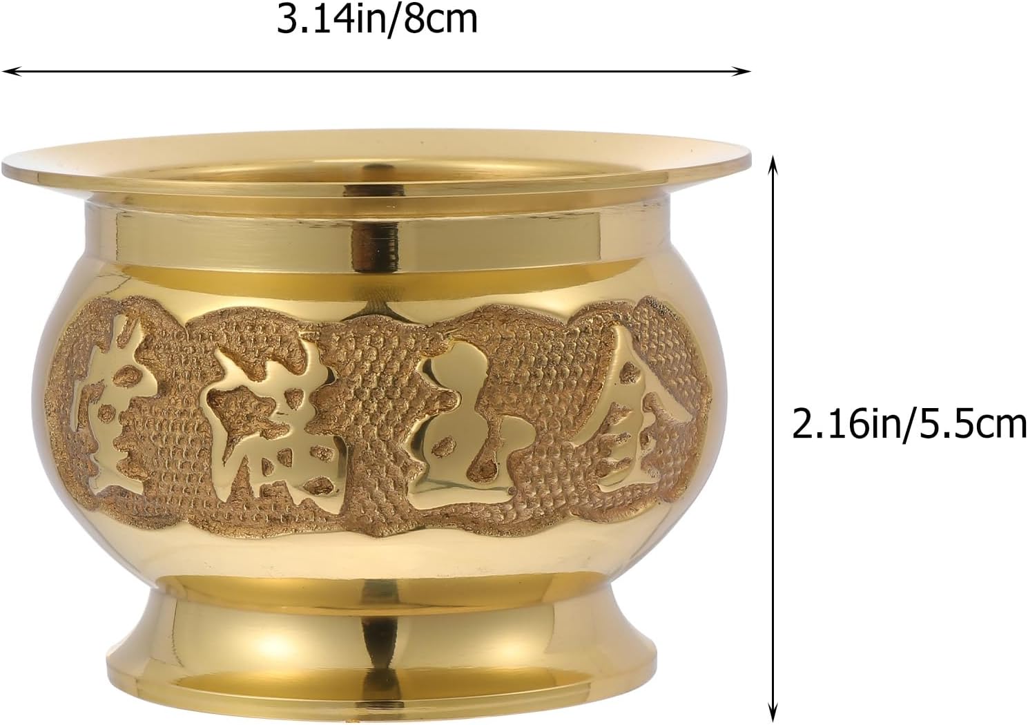 HEALLILY Retro Copper Incense Burner 3.93X3.93X2.67In Elegant Home Decor Buddhist Censer with Bowl Design for Relaxation and Meditation