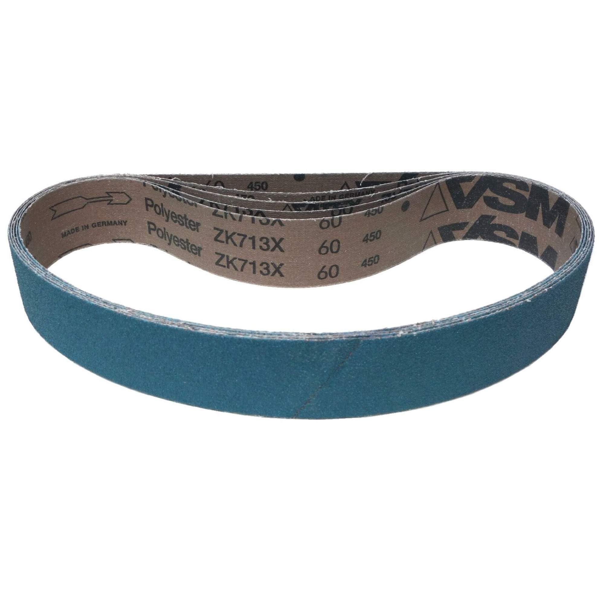 Nastro abrasivo VSM ZK713X ossido di zirconio – 50 x 800 mm – grana P120 – 5 pezzi – per metallo acciaio inossidabile INOX – base tessuto robusto e resistente – nastri abrasivi professionali
