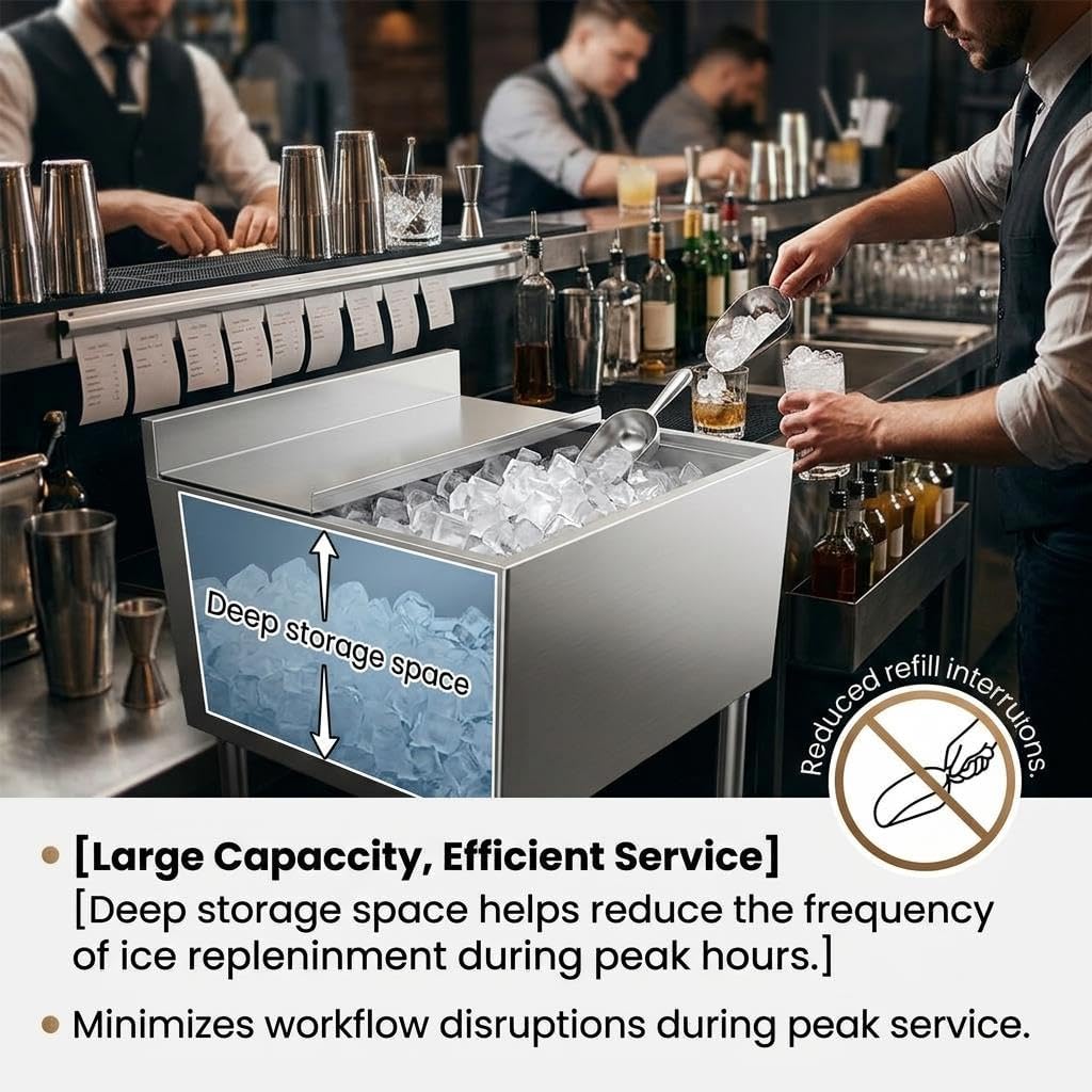 Basic Commercial ice bin Adapting Diverse Ground Placement Needs, Neat Shaped ice Chest with User Friendly Opening Style, Standard Sized Cooler Suitable for Cafe Daily Running Work