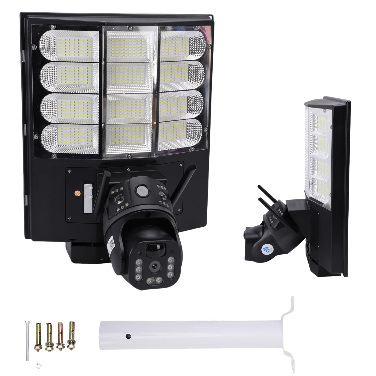 VBESTLIFE Caméra de sécurité pour Lampadaire Solaire 2 en 1 pour L'extérieur, Double Objectif Full HD 1080P, Connexion 4G, Détection Humaine, Audio Bidirectionnel, étanche à l'eau