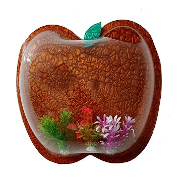 NATLIS Wall-Hanging Fish Bowl Acrylic Wall-Mounted Plant Pot for Fish and Plant, Wall Decor Aquarium Tank (Apple Shape, Small)