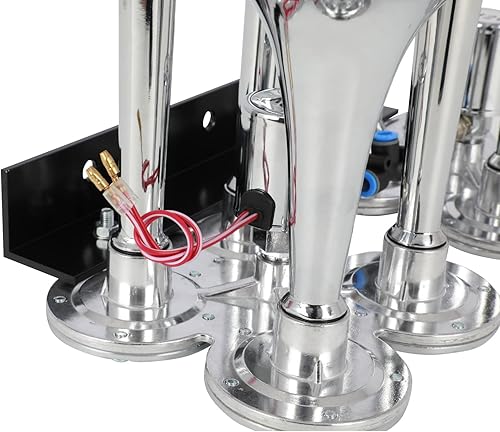 Miniatura 5 de cciyu Bocina de aire de tren de 135 dB, bocina de tren, 8 trompetas para camiones/coches/SUV, sonido fuerte, para vehículos de 12 V/24 V