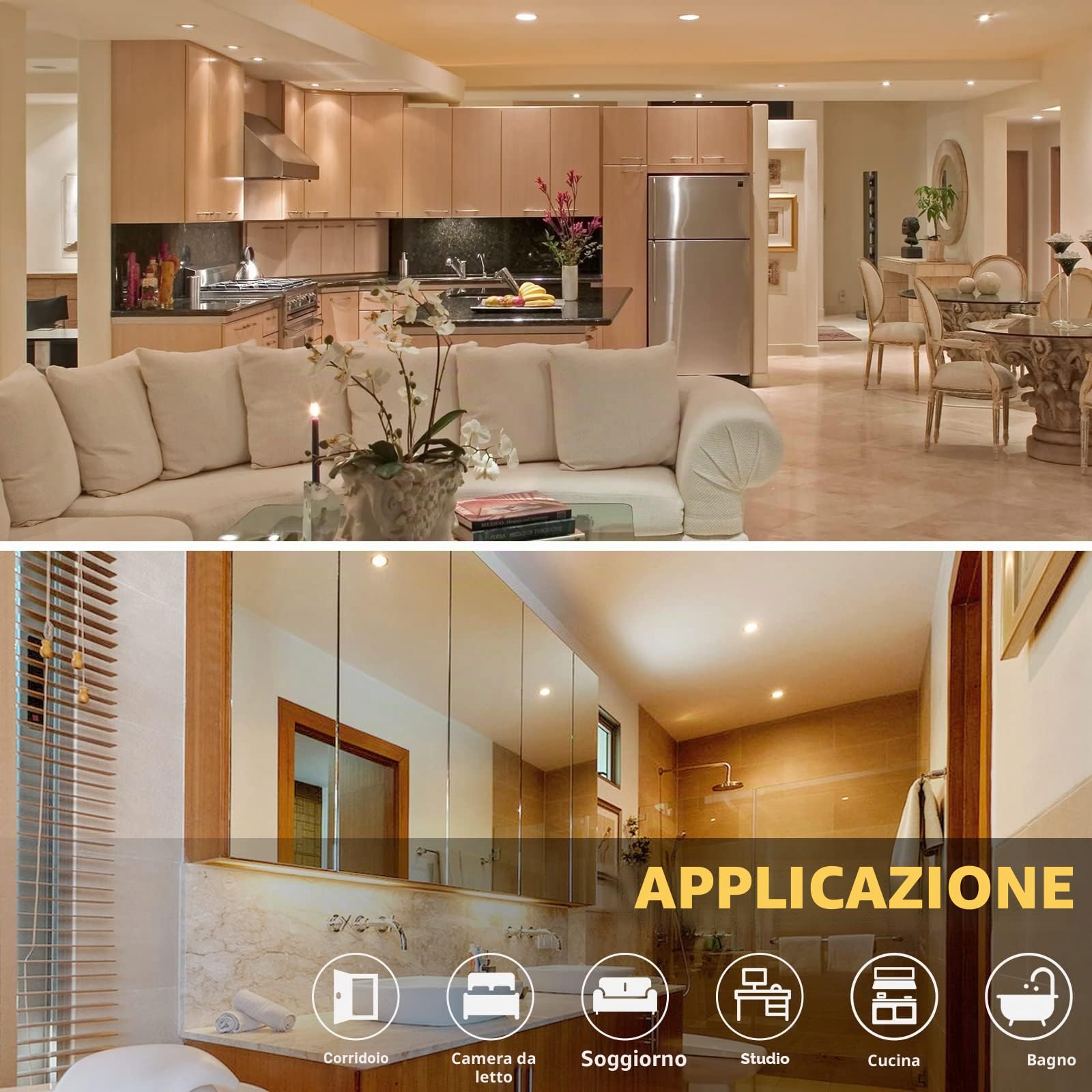 wowatt 10× Faretti LED da Incasso per Cartongesso Dimmerabili Luce Calda | 5.5W 2800K 600LM 230V Luci da Soffitto Interno IP44 Ultrasottili, Faretto led incasso Orientabili Spot Interno 68mm para Baño