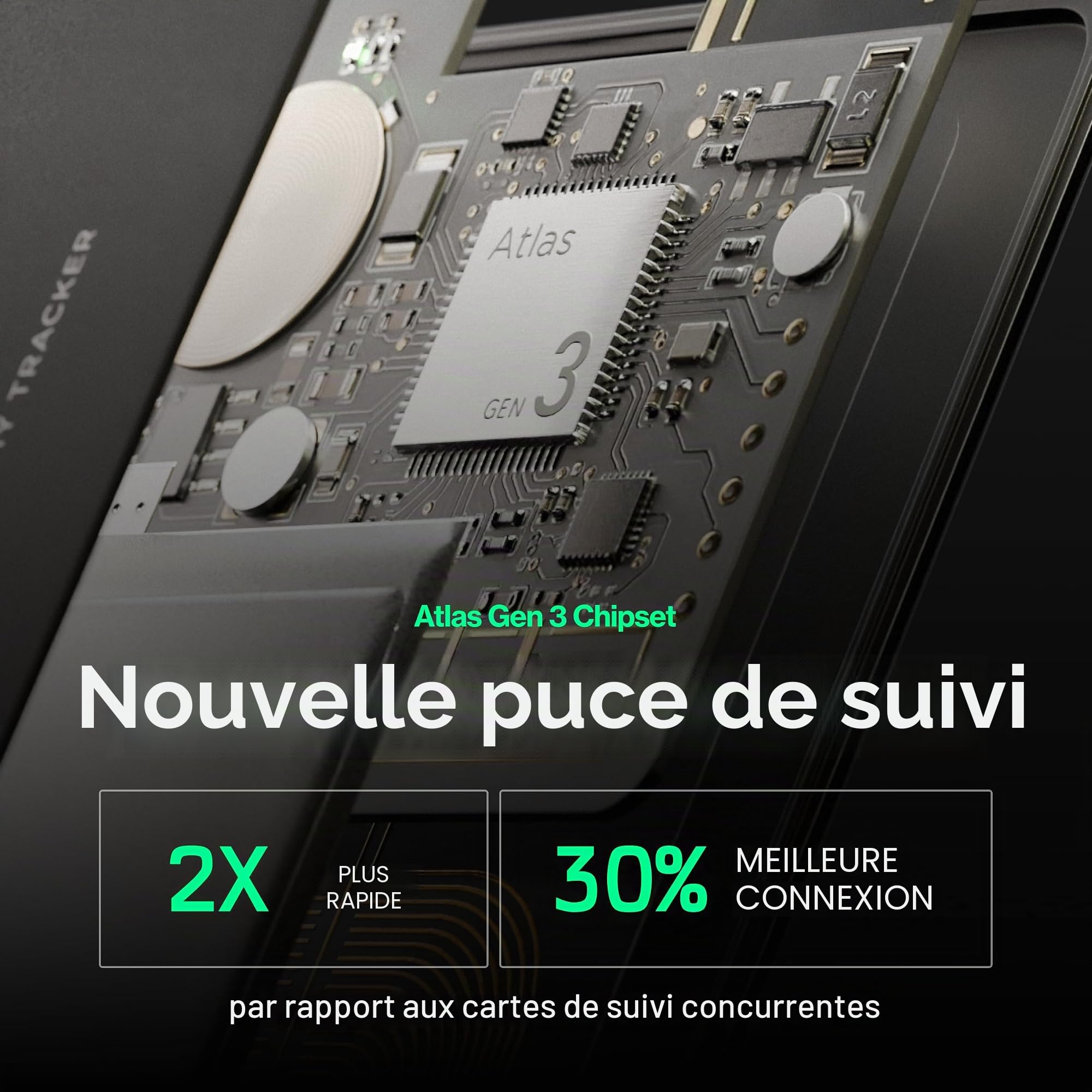 KeySmart SmartCard (Gen 3) Carte de suivi de portefeuille certifiée MFI, double réseau compatible avec Apple Find My et Google Find Hub, localisateur d'articles GPS rechargeable, suivi pour étiquette