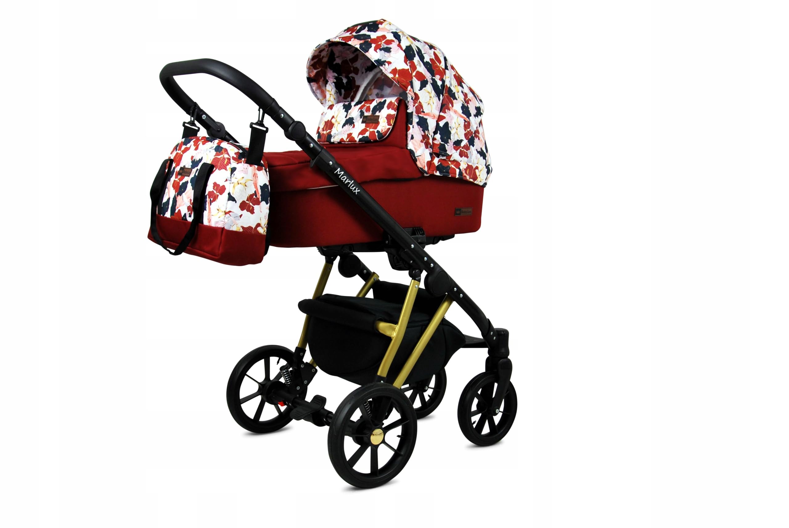 BabyLux® Enfant Poussette Combinée Set 3 en 1 - Marlux Magnetic - incl. Nacelle, Canne, Siège de voiture - Siège Auto - Pliable - avec Sac à langer, Habillage pluie, Moustiquaire etc.
