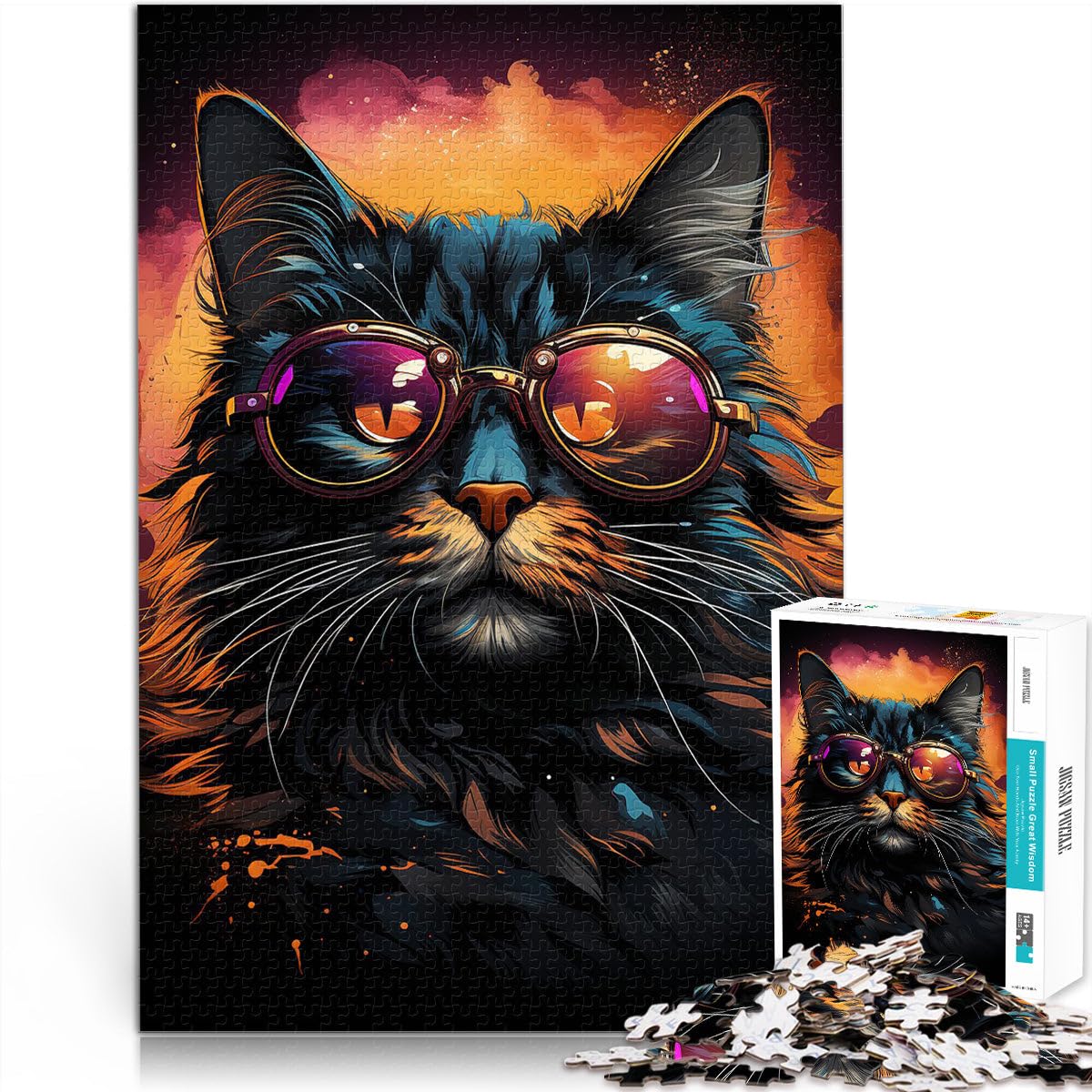 1000 Piece teenager Puzzles art cat Geschenke zum Suchbegriff: "Herausfordernde Spiele" Geschenk zum Geburtstag52x38cm — image 1
