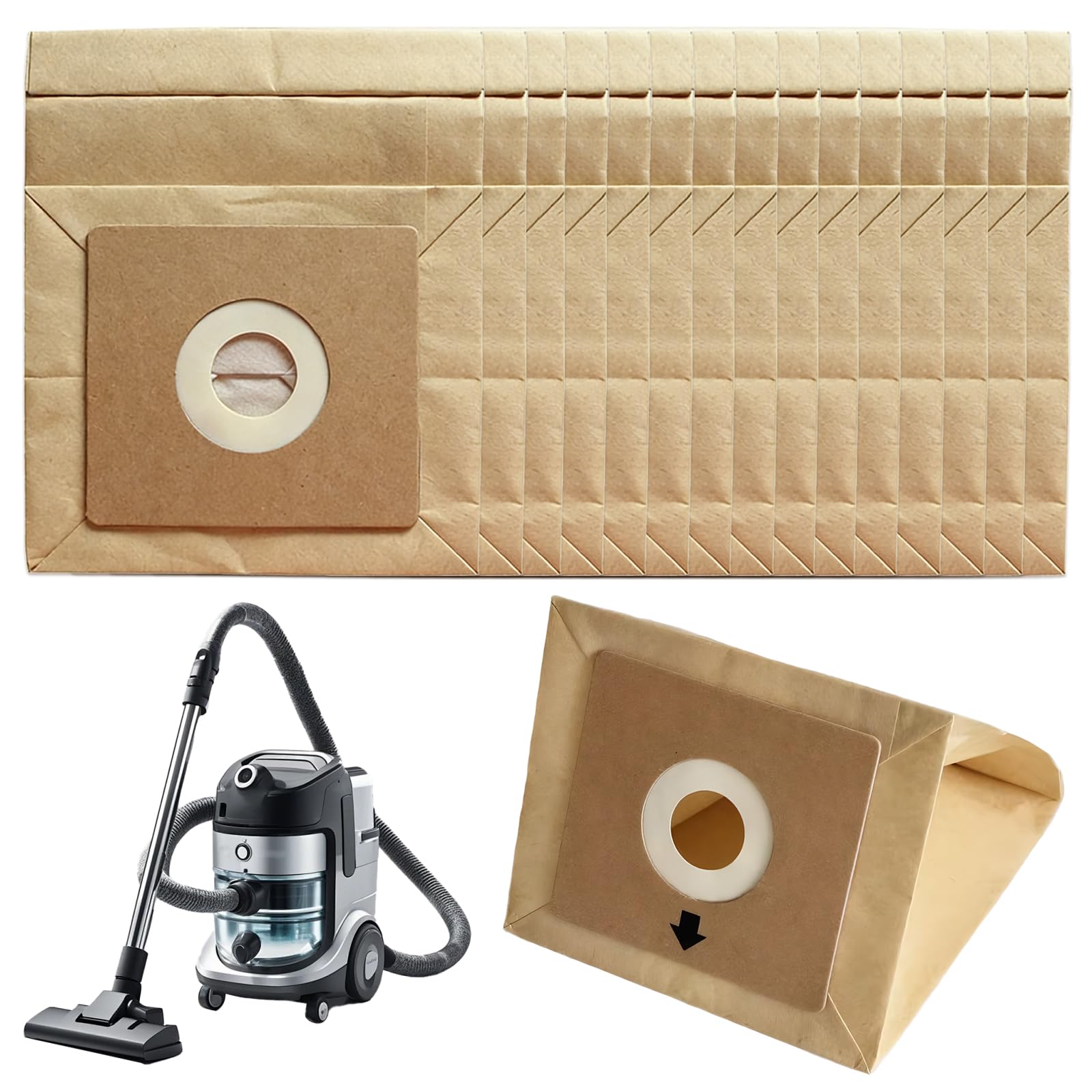 15 Pack Vacuum Cleaner Bags for Bush Argos Model VCB35B15C1J7W-70 VYTRONIX RBC02 BC-402 BC-501 Argos Value VC-401 VC-402, Paper Dust Bags for Hoover (10x11cm)