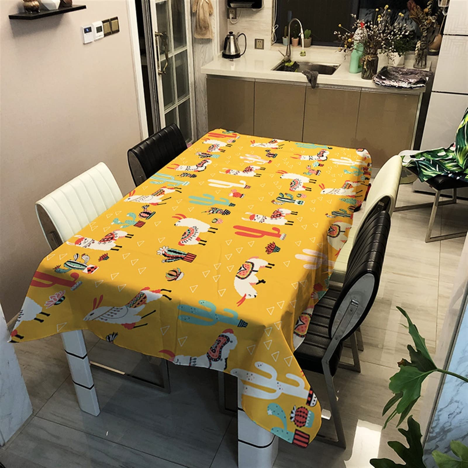 Nappe rectangulaire à motif feuilles de plante pour table à thé cuisine 70x70cm