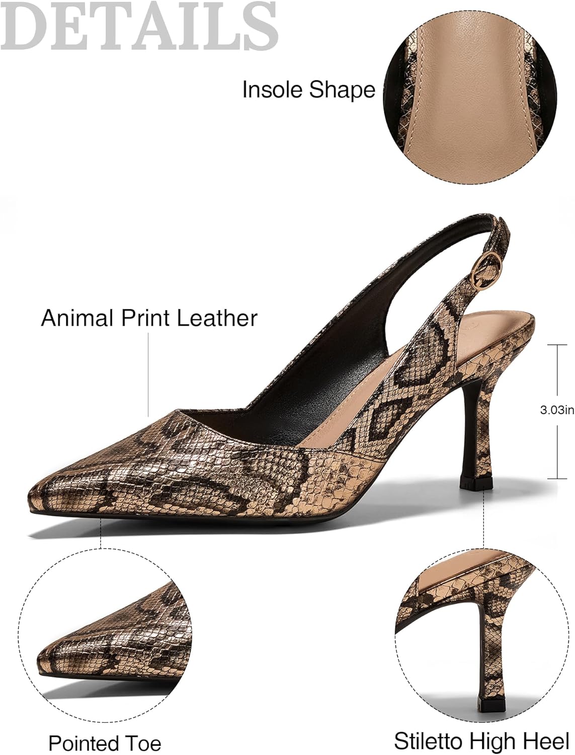 Women's Slingback Kitten Heels Closed Pointed Toe Pumps Wedding Party Dress Shoes