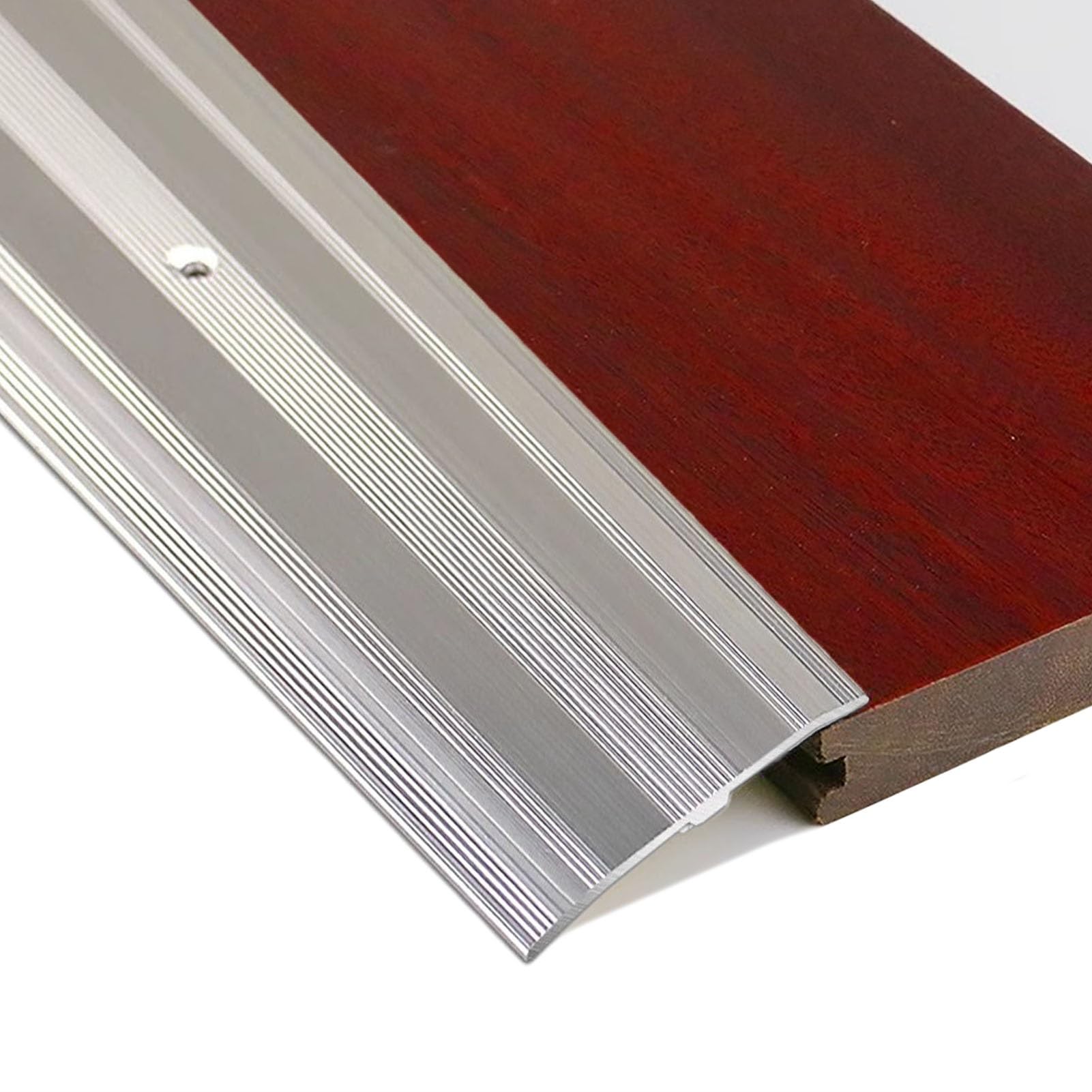 Listón de umbral de Aluminio for transición de 2 cm de Altura | Moldura de Alfombra a Suelo de Madera | Antideslizante e Impermeable(Silver,90cm)