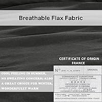 Vista 3 de Simple&Opulence - Juego de funda de edredón de 100% lino puro, color liso con detalles bordados, disponible en tamaño individual, matrimonial, Queen