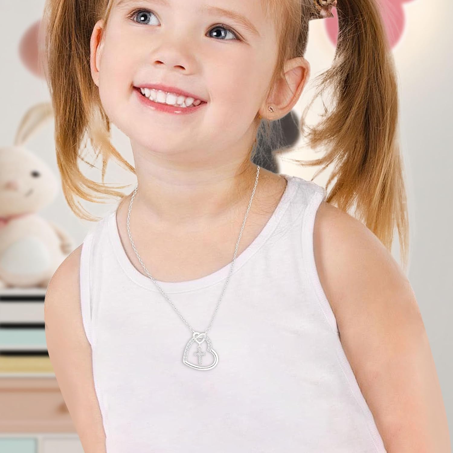 Heart Cross Necklaces for Women Christian Cross Necklace Religion Baptism Gifts for Women - Image 3