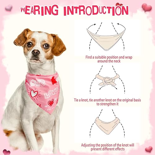 Miniatura 3 de PUPTECK Pañuelos para el día de San Valentín, traje de 4 piezas, bufanda suave para mascotas, accesorios para mascotas, regalos para perros