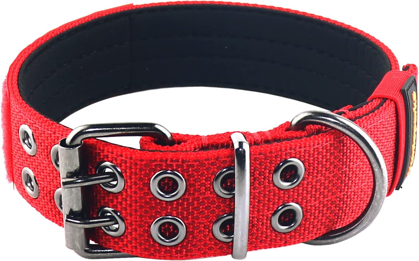 Tactical Dog Collar for Medium Large Dogs,Heavy Duty Metal Buckle Dog Collar,Soft Neoprene Padded Dog Collar,Nylon Wide Dog Collar(X-Large, Red) X-Large Red