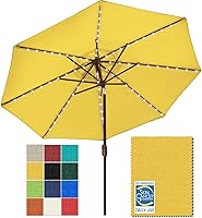Vista 50 de EliteShade USA - Sombrilla solar de 9 pies / 2.74 metros, de 3 niveles, con 10 años sin decoloración, 80 luces LED para patio, mesa al aire libre