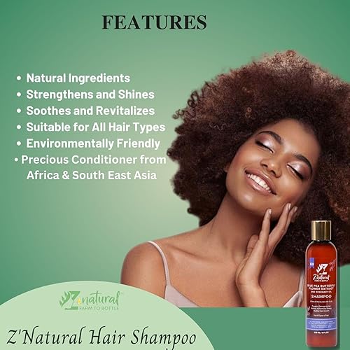 Miniatura 8 de Z'Natural Champú clarificante para todo tipo de cabello  Extracto con romero, hibisco, jazmín, aceite de moringa y aloe vera  Sin sulfato  Sin