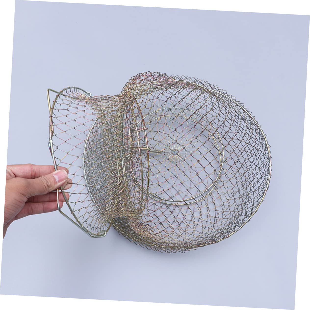 Veemoon Señuelo Jaula De Cangrejo Accesorios Ar Trampa De Cangrejo De Río De Metal Jaula De Peces Accesorios Para Pescado De Malla Cebo De Pesca Jaula De Pesca Red De Pesca Plegable Pescar