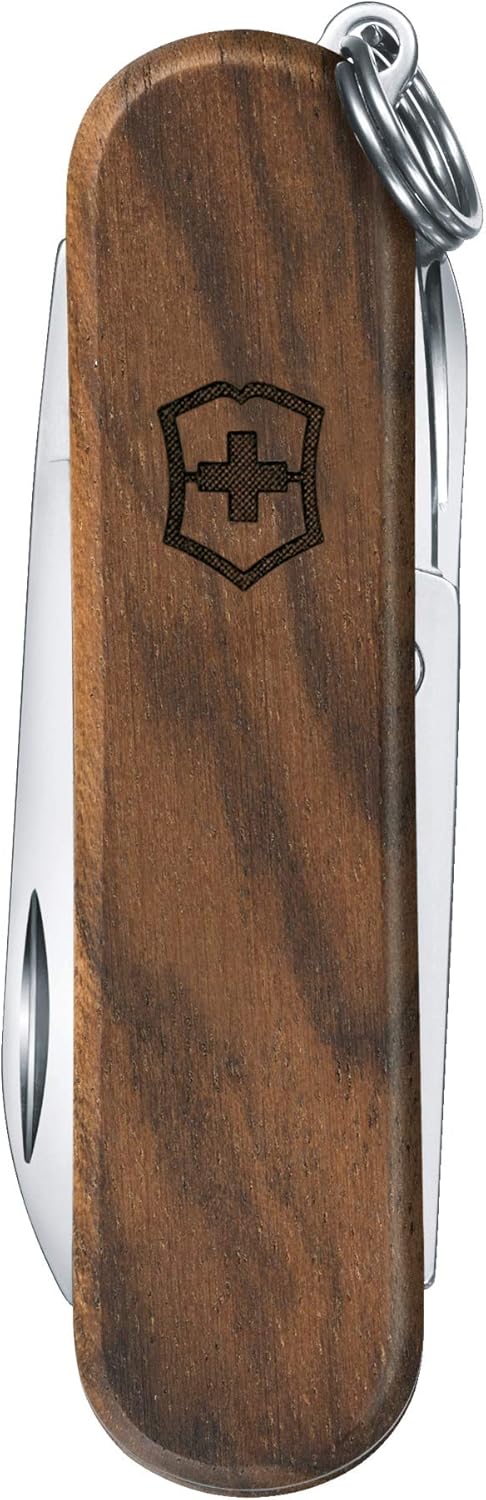 Victorinox Classic SD Swiss Army Pocket Knife, Small, Multi Tool, 5 Functions, Scissors, Nail File, Wood