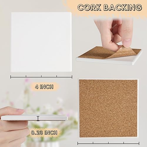 Miniatura 4 de GOH DODD - Posavasos de cerámica para manualidades, paquete de 24 posavasos en blanco de 4 pulgadas, azulejos blancos de cerámica sin esmaltar con