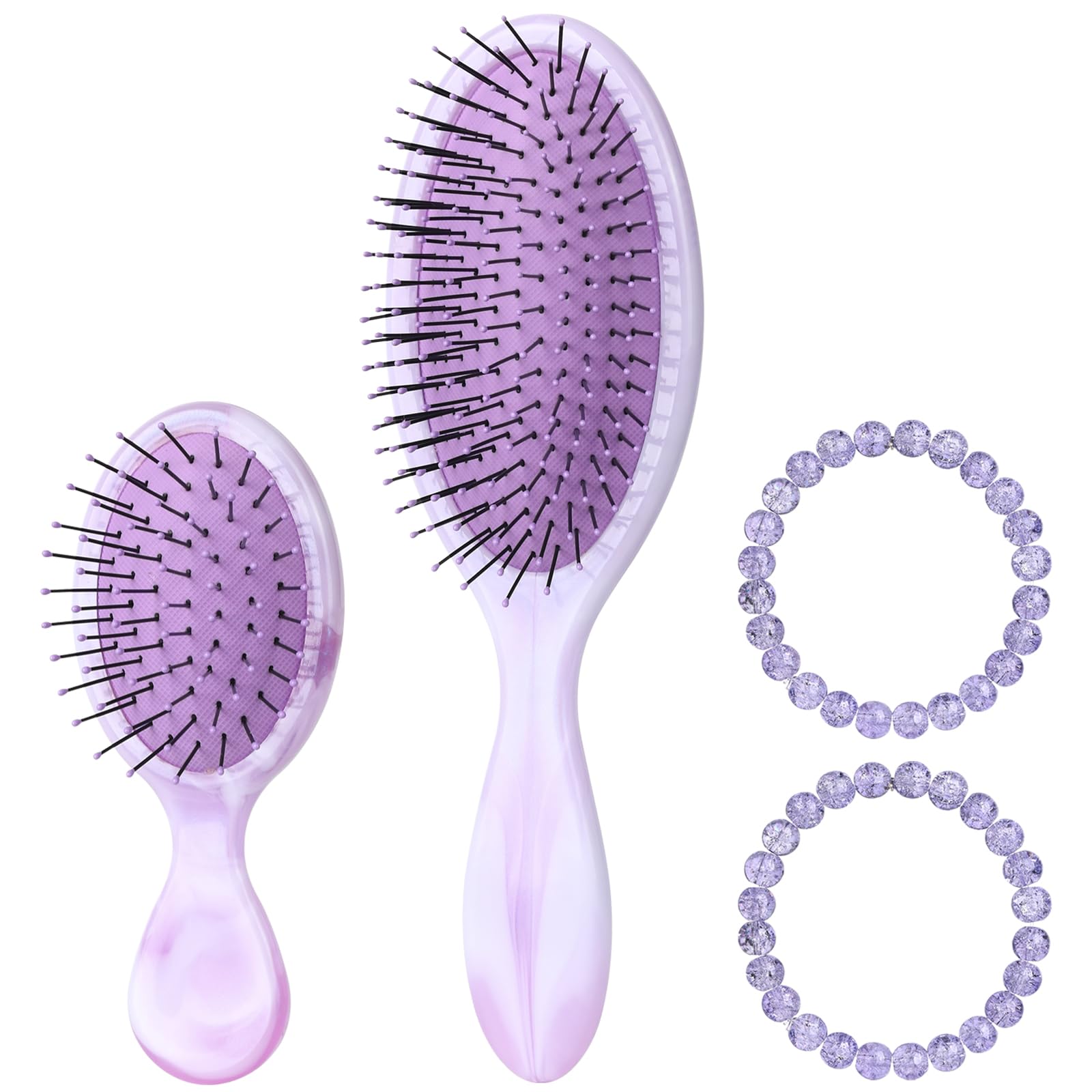 Daily Gard Detangler & Mini Hair Brush Set, Detangling Hairbrushes for Women Men Kids,Wet/Dry/Curly/Thick/Long/Wavy/Damaged Hair, Purple Hair Brush
