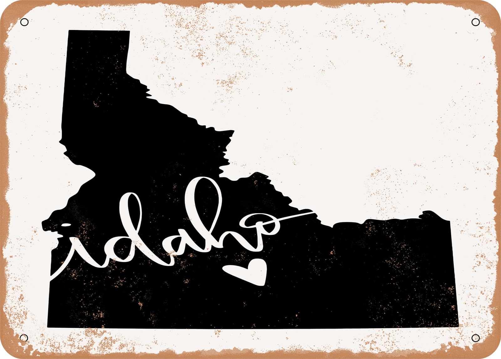 Miaomansenstore Metal Sign - Idaho Heart - Vintage Rusty Look Sign Home Decor