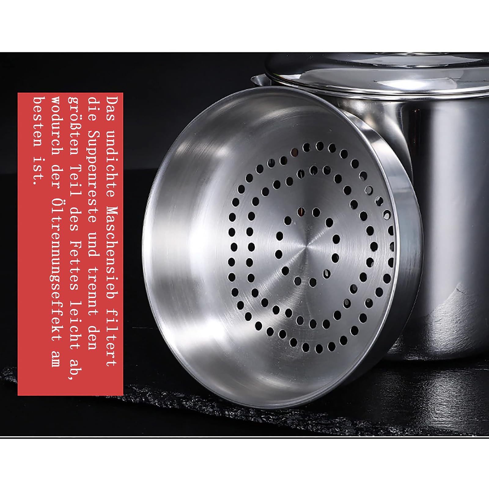 1800 ML Fettabscheider Edelstahl, Fetttrennkanne, Soßen Fetttrenner Sauciere Fetttrenner Mit Deckel Für Das Abschöpfen Von Fett Aus Soßen Und Suppen,Silber