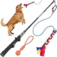 Vista 1 de YES4QUALITY Poste de coqueteo para perros, seguro y fuerte para razas grandes con cordón de nailon, poste de resorte para tira y afloja, juego
