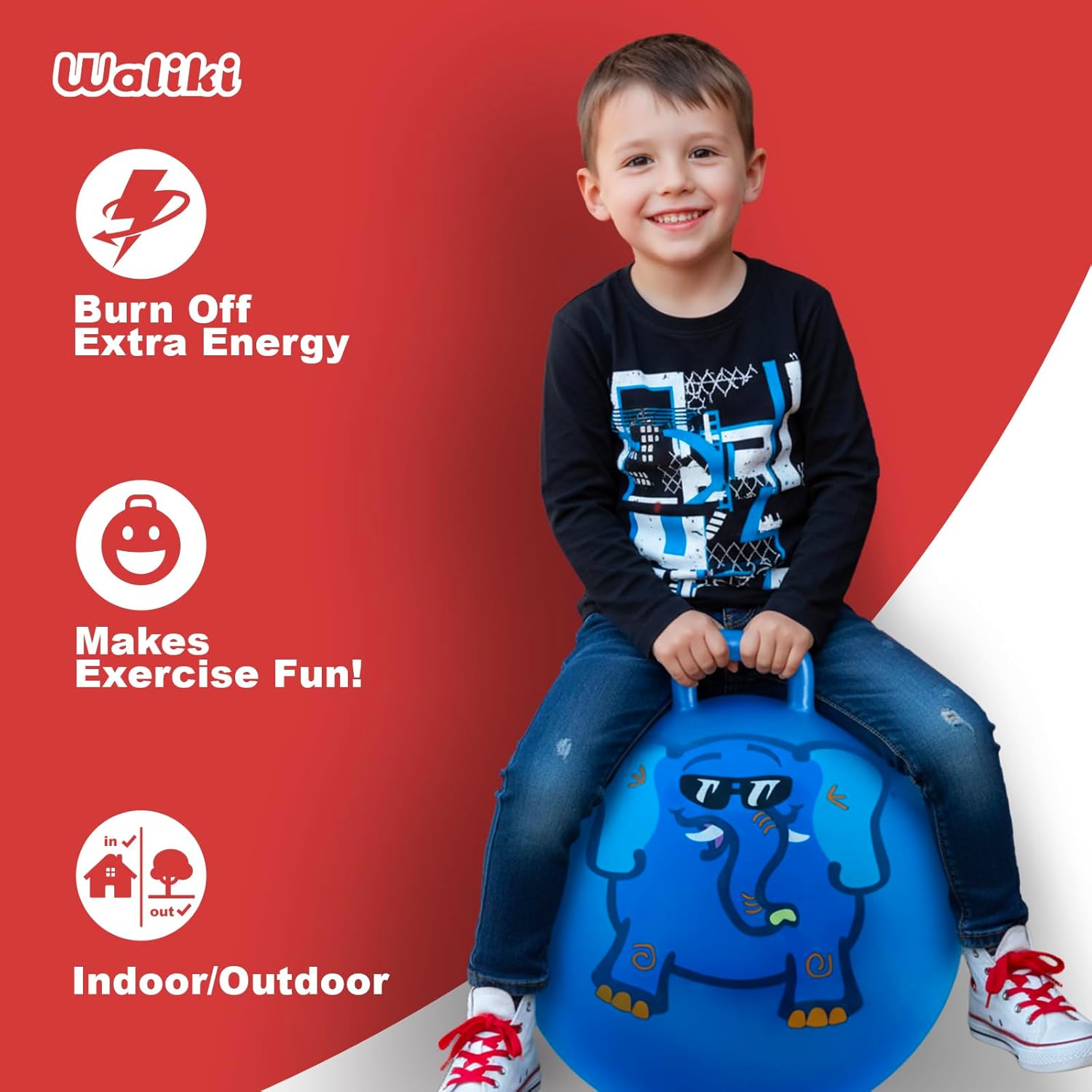 WALIKI Hopper Ball Toy for Boys and Girls Ages 3-6 | Hippity Hop Jumping Ball | Cool Birthday Gift | Blue | 18"