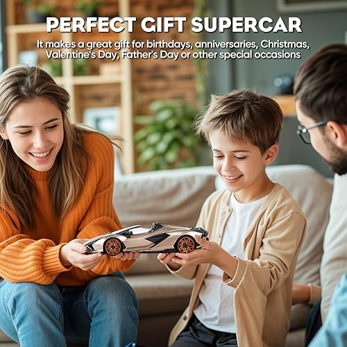 Miniatura 8 de MIEBELY Lamborghini - Auto de control remoto, auto de juguete Lambo a escala 116, 7.4 V, 500 mAh, con licencia oficial, 7.5 mih, autos RC con luz