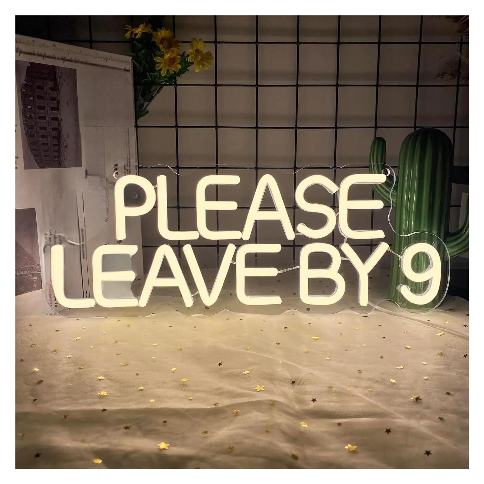 BYAMBD Home Bar Decor Please Leave by 9 Neon Sign Dimmable Light for Wedding Graduation Party Bar Man Cave Birthday USB Powered 40cm×15cm