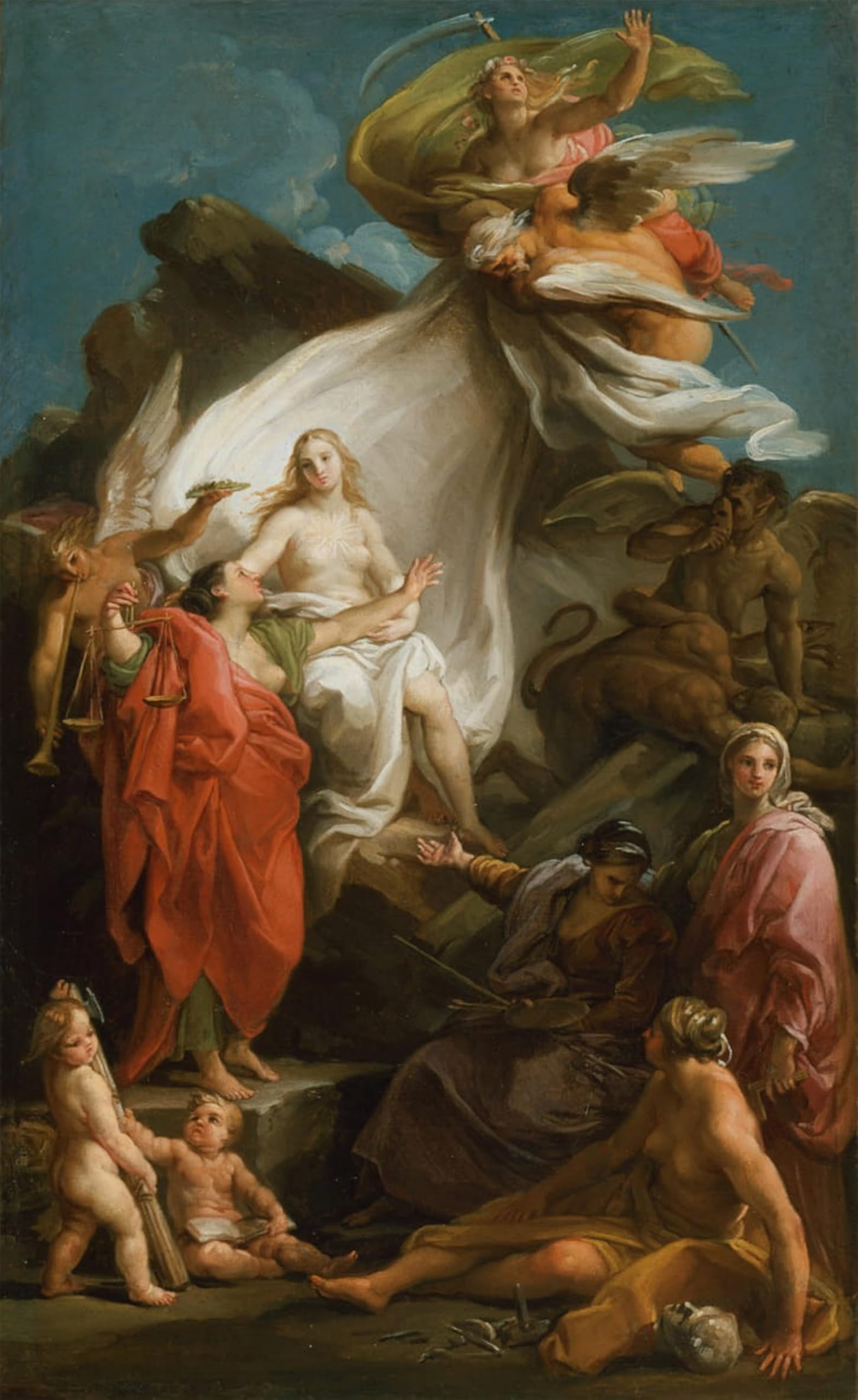 POSTERIIk Famous Print Pop Art Wall Art Graffiti Time Unveiling Truth by Pompeo Girolamo Batoni Art Prints for Home Decor 60x90cm