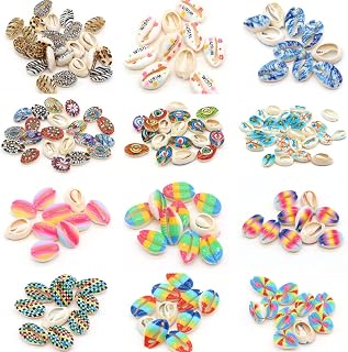 50 pcs Natural Shell Beads Colorful Small Conch Shell Loose Beads Exquisite Pattern sea Nail Bead pendnats for hewelry Making Necklace Bracelet Fish Tank Decoration
