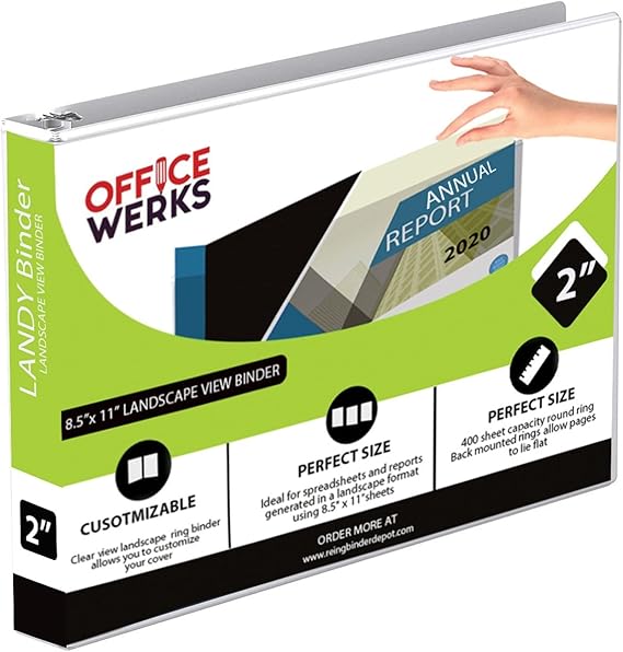 8.5" X 11" Landscape View Binder, 3Ring Binder 2 Inch