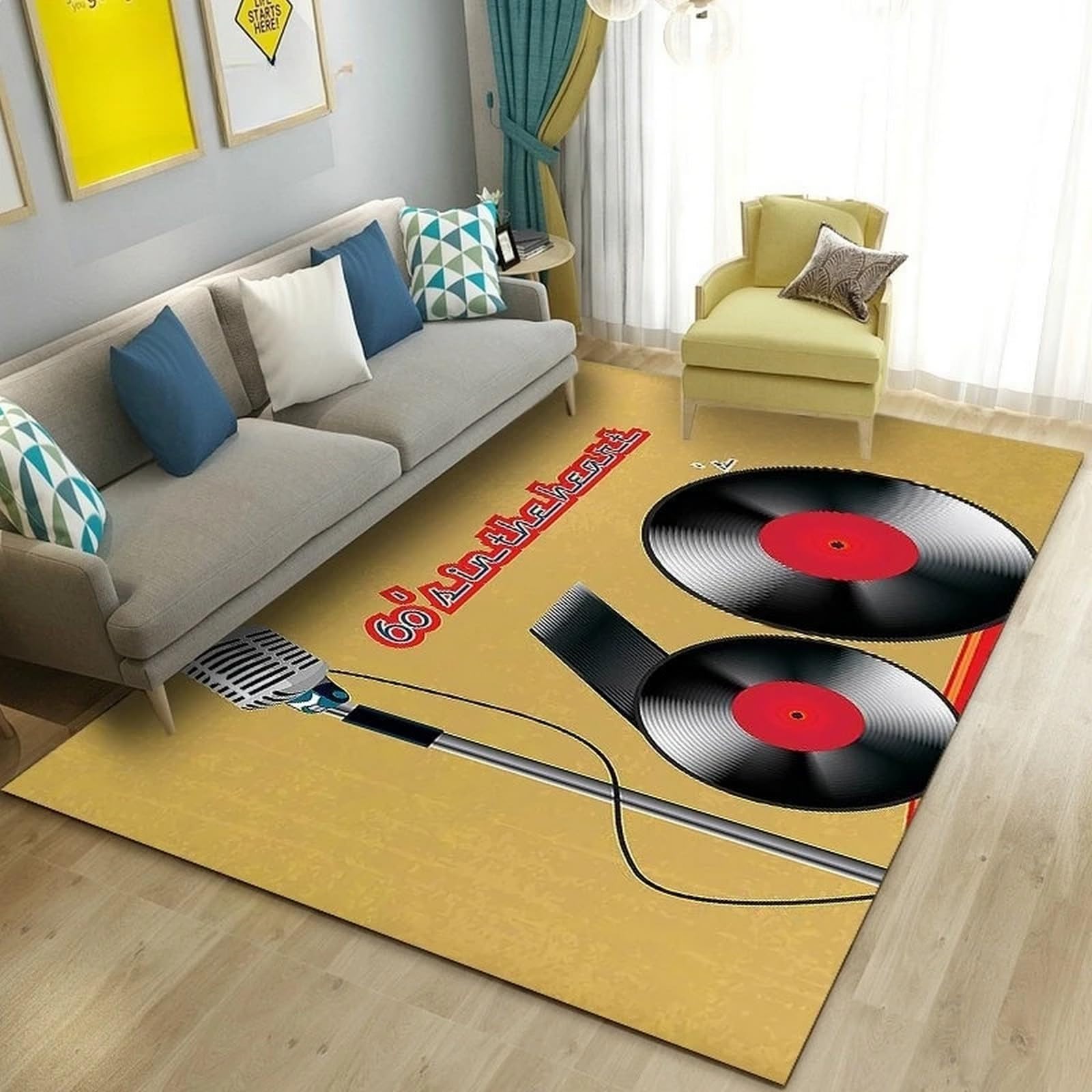 Tappeti Cameretta Bambini Tappeto Stampato In 3D Per Soggiorno E Camera Da Letto Tappeto Cameretta Bimba Disco In Vinile Retrò Di Musica Classica Tappeto Cameretta Bambino Soprammobili Soggi -2K9T9L6X